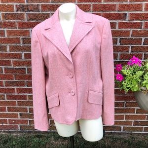 Ann Taylor Pink Wool Silk Blazer 16 Two Button